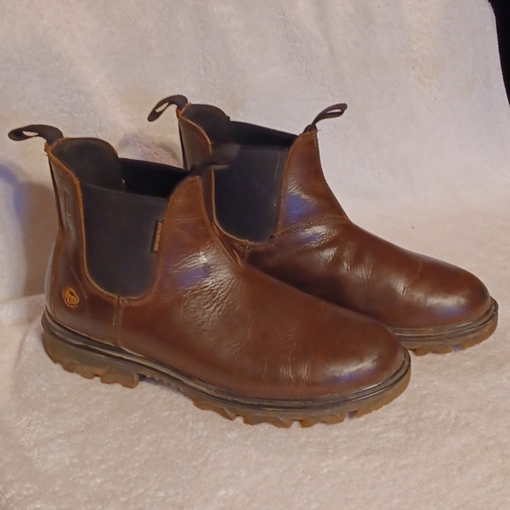 Wolverine waterproof slip resistant boots men's size 8.5 brown leather b…